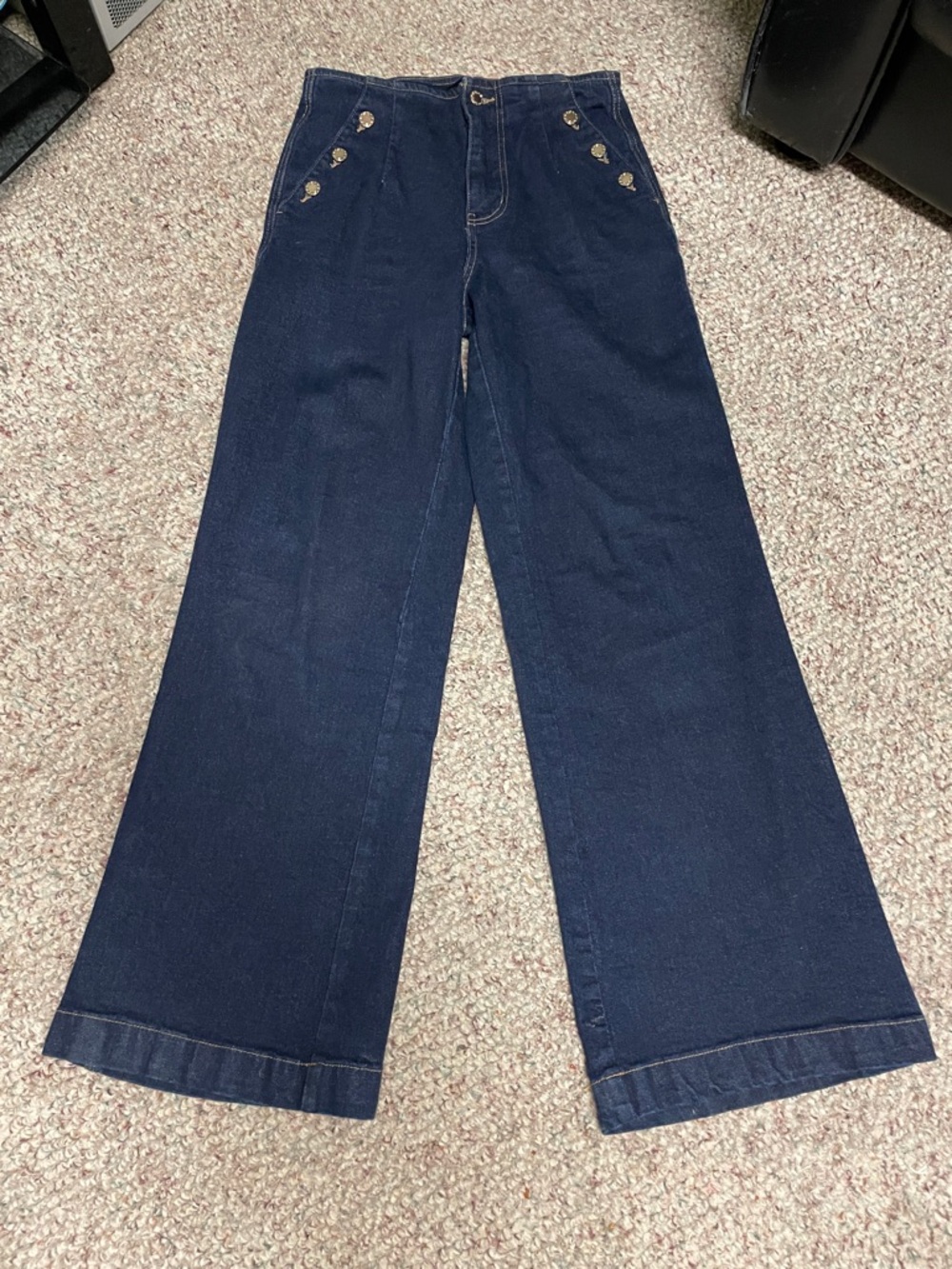 High-Rise Navy Wide-Leg Women's sailor inspired Jeans